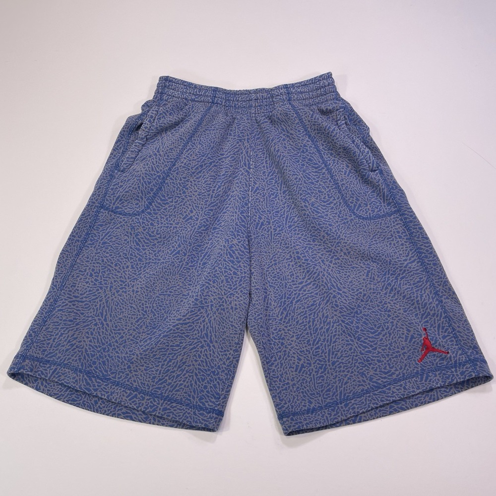 Jordan Elephant Print Shorts Mens Small 27W Blue Fleece 11" Drawstring Nike Air